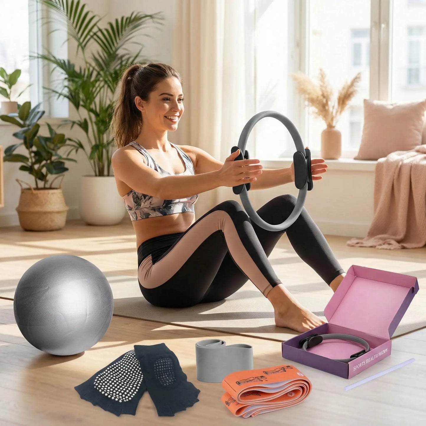 Set Pilates 5 en 1 – Anneau, Ballon &  Accessoires