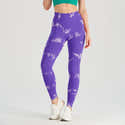 Legging 3/4 Femme Taille Haute Imprimé Floral - Pour Yoga, Fitness, Running - Tissu Coton Extensible Noir - 13