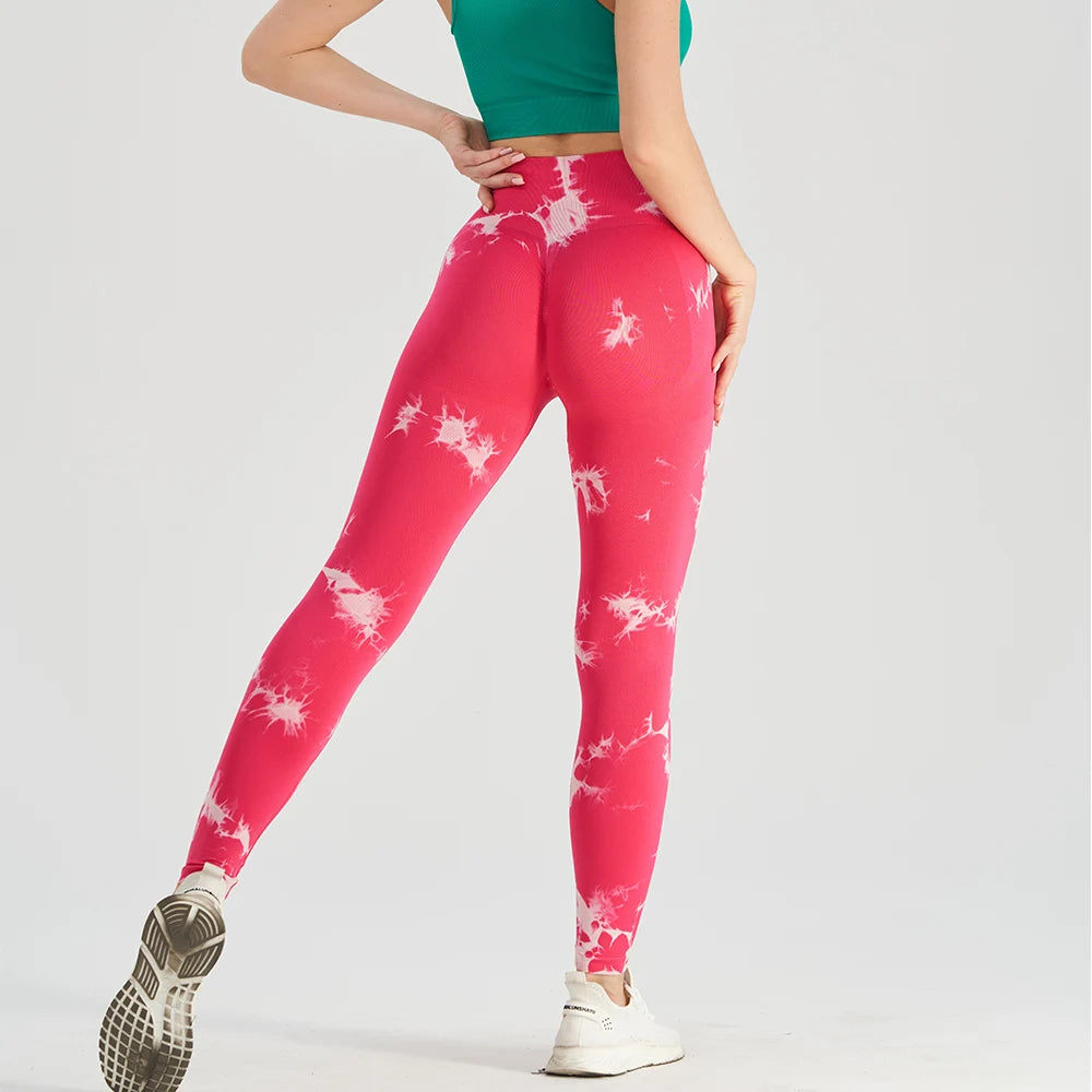 legging-sport-femme-rose-blanc